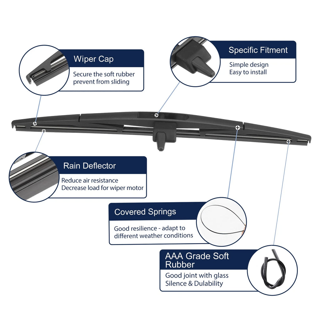2X Rear Windshield Wiper Blades for Honda Pilot (2009–2015)
