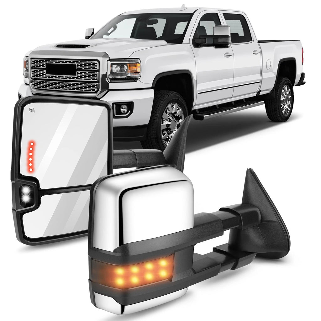 Pair of Power Heated LED Signal Tow Side View Mirrors for Silverado Sierra (1999–2002)