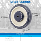 16Pcs 5" Polyurethane Shopping Cart Replacement Wheel 5/16" Bore