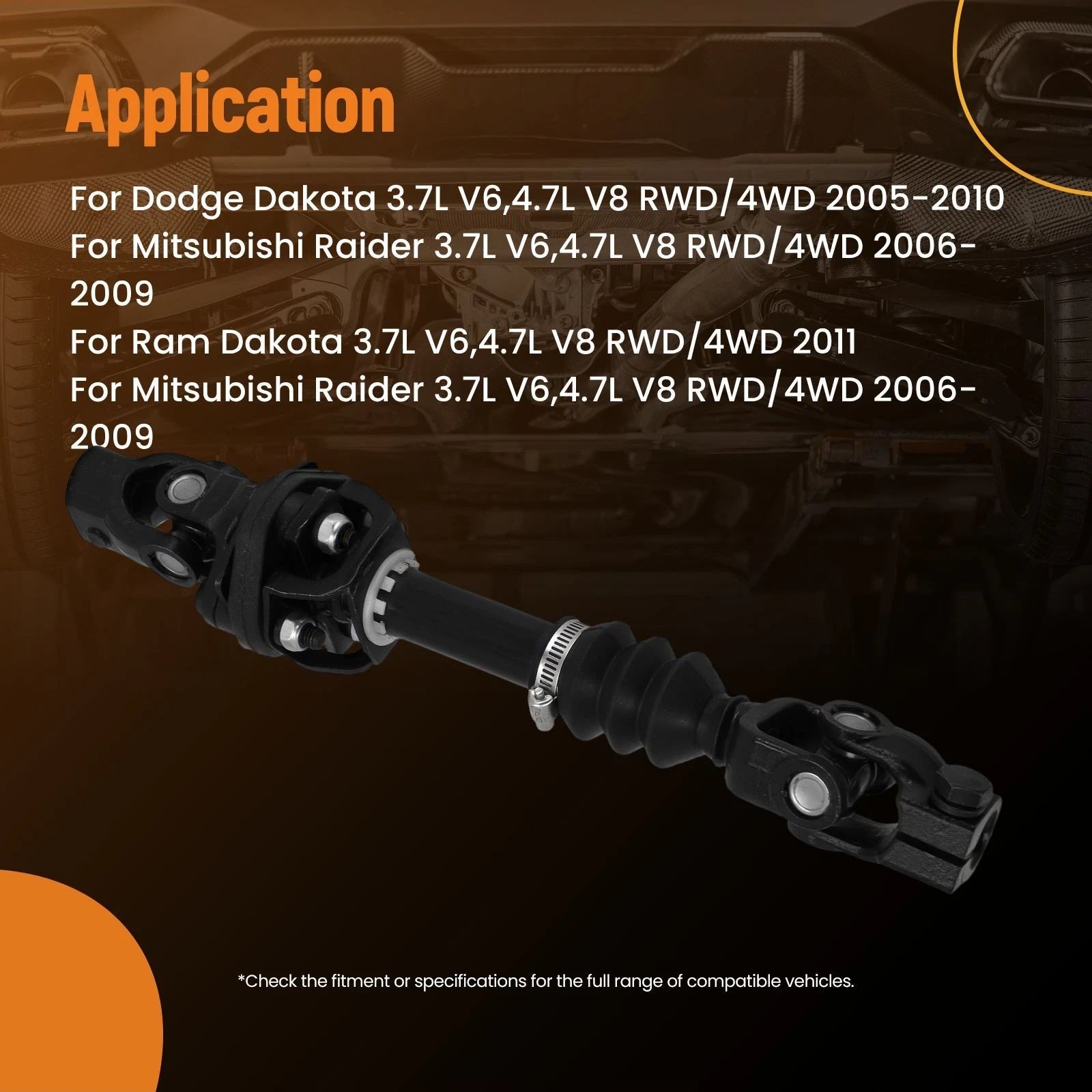Intermediate Steering Shaft for Dodge Dakota, Ram Dakota, Mitsubishi Raider (2005–2011)