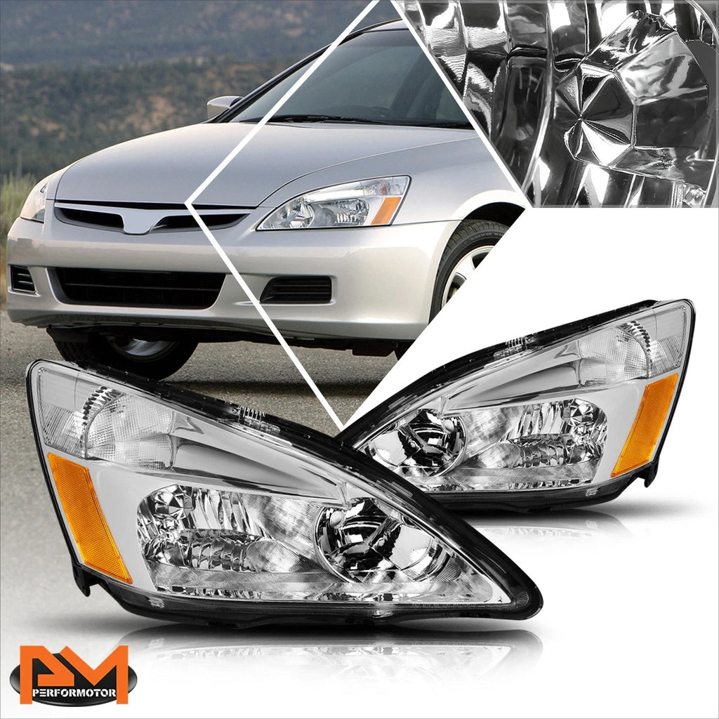 JDM Chrome Housing Headlight & Amber Side Corner Lamps for Honda Accord (2003–2007)