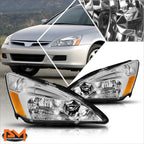 JDM Chrome Housing Headlight & Amber Side Corner Lamps for Honda Accord (2003–2007)