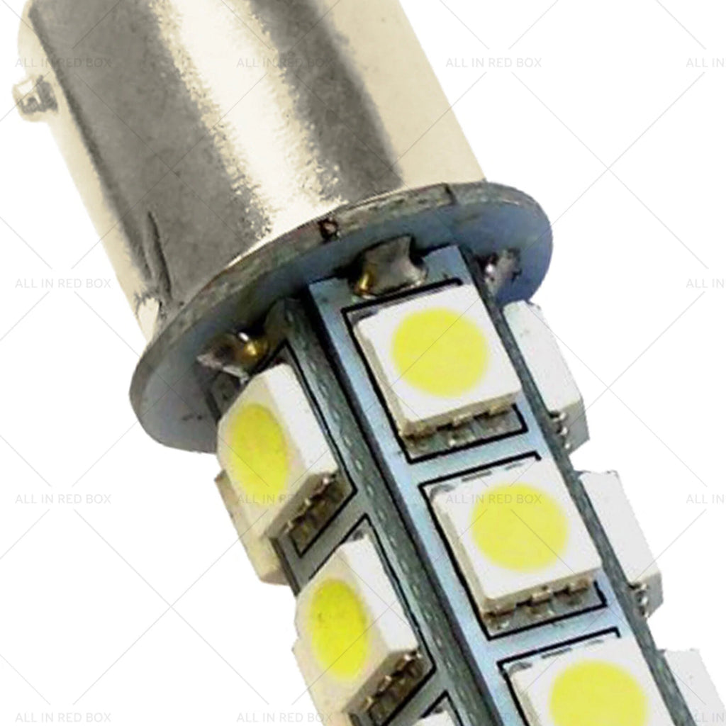 2X 12V BA15D LED 18 SMD Cool White Light Globes for Caravan Car