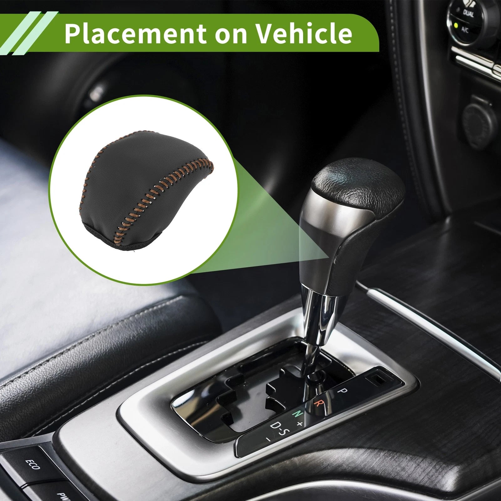 Gear Shift Knob Cover for Toyota RAV4 (2019–2024) Black Brown Faux Leather