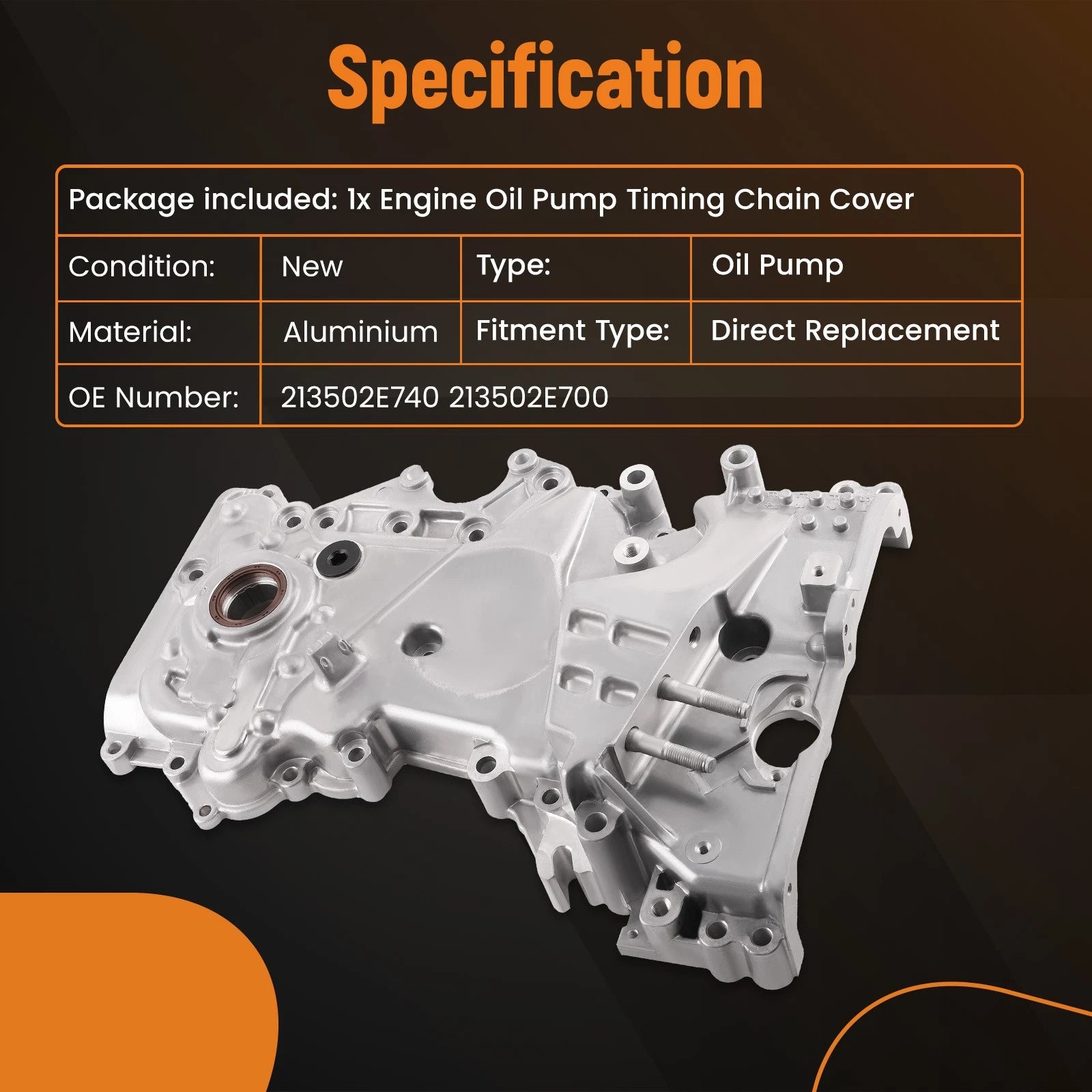 Timing Cover Engine Oil Pump for Hyundai Veloster (2019-2021)