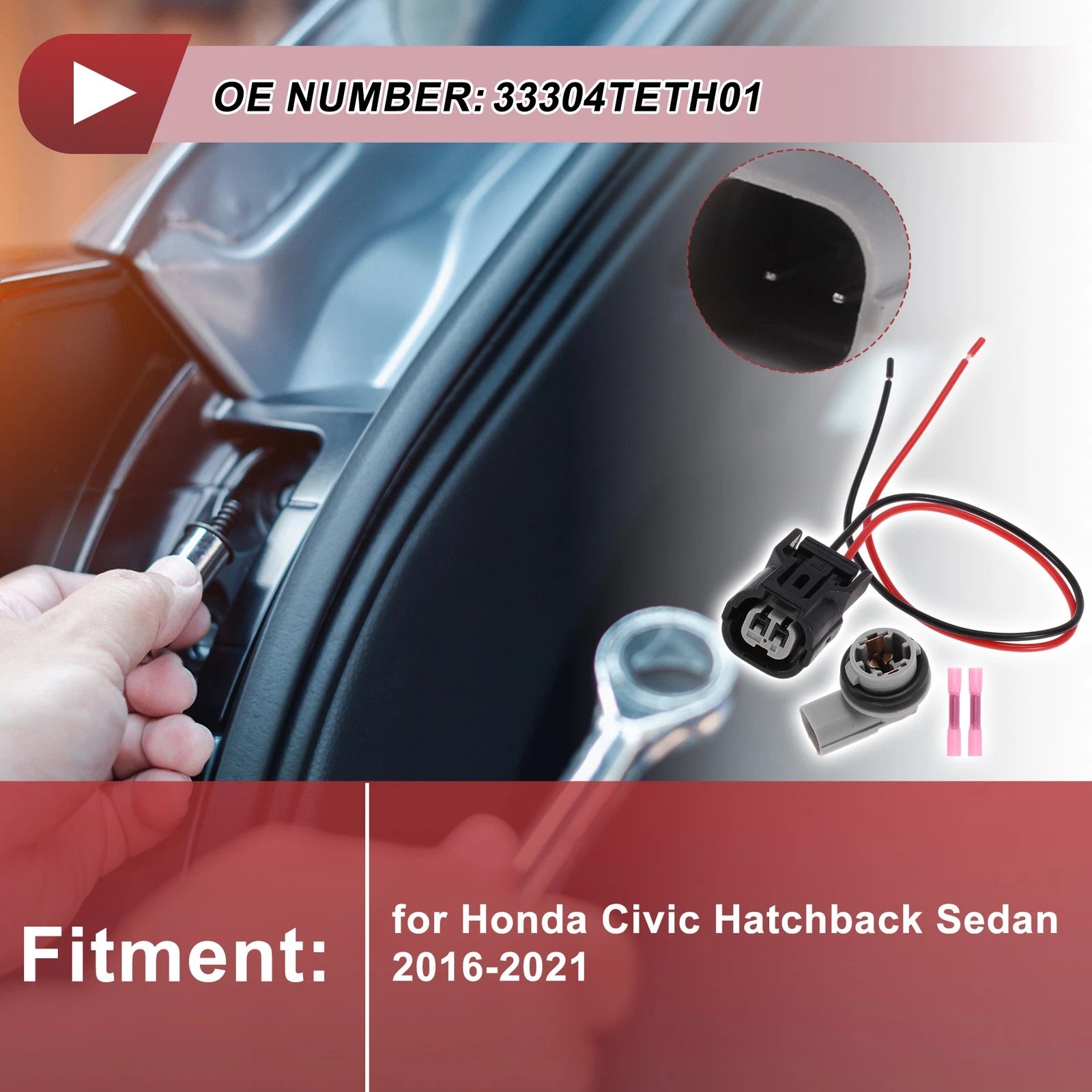Side Marker Light Socket Wiring for Honda Civic Hatchback Sedan (No. 33304TETH01)