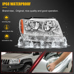 2X Headlight Assembly for Jeep Grand Cherokee (1999–2004) Chrome Housing