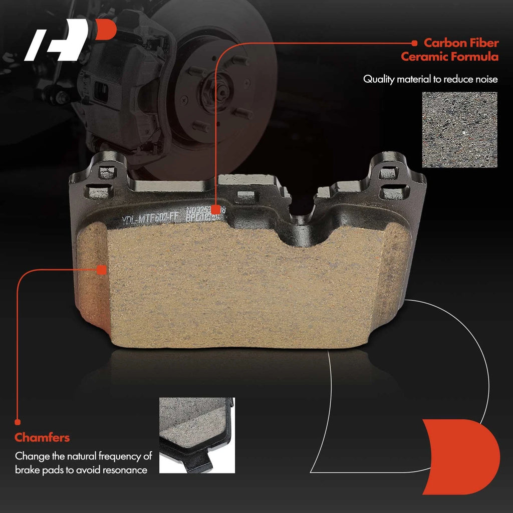 Set of 4 Front Ceramic Brake Pads with Hardware for Mini Cooper (2015-2016)