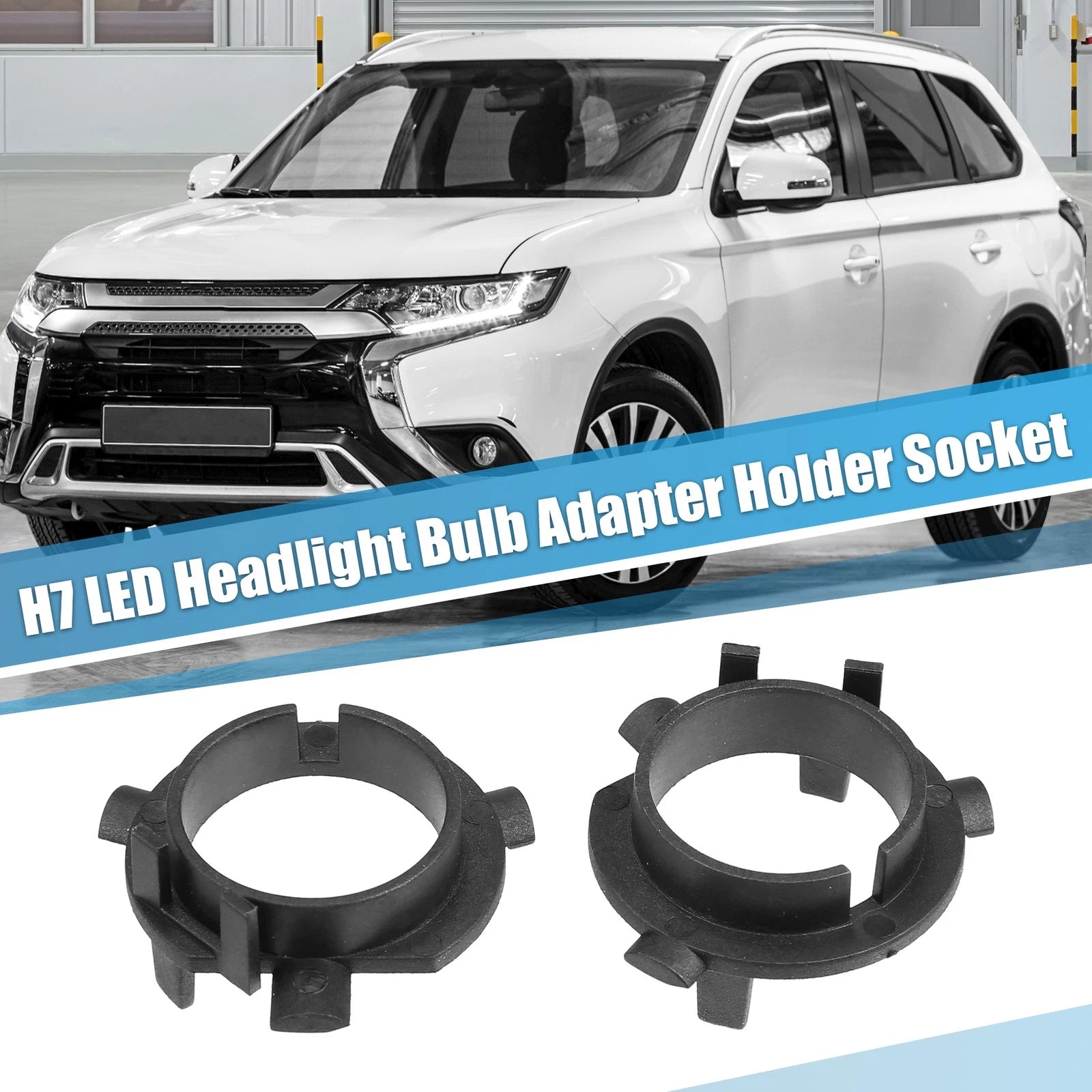 Set of 4 H7 LED Headlight Bulb Adapter Holders for Kia Cadenza (2014)