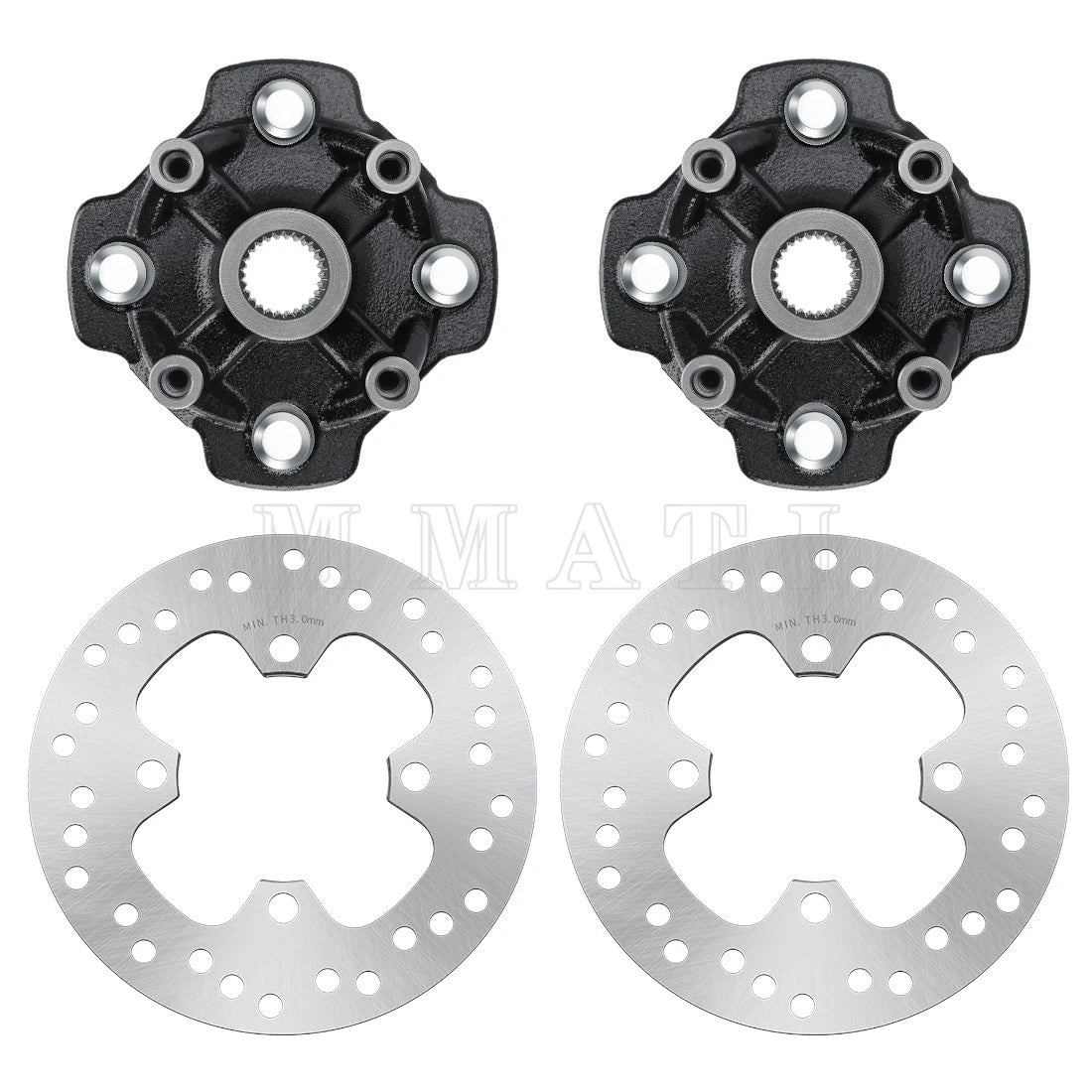 2x Front Wheel Hubs & Brake Rotors for Honda TRX500 Foreman/Rubicon (2014–2019)