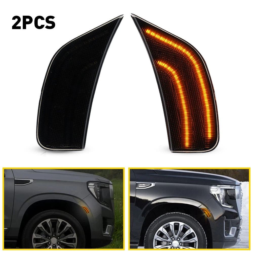2X LED Smoked White Bumper Side Marker Light for Cadillac Escalade ESV (2021–2022)