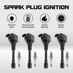 Set of 4 Ignition Coils + 4 Spark Plugs for Nissan Altima Rogue Sentra (2007–2022)