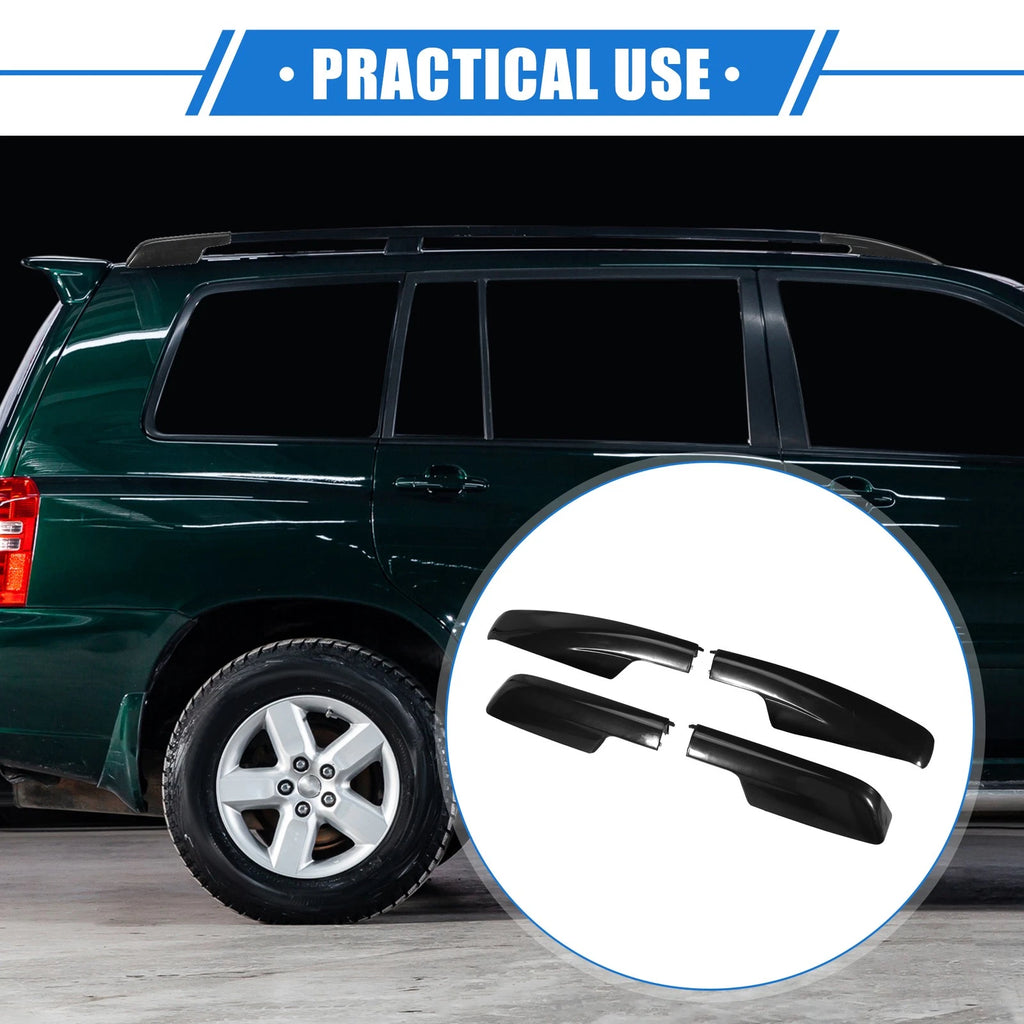 Set of 4 Roof Rack Side Rails End Covers for Toyota Highlander (2001–2007) Black