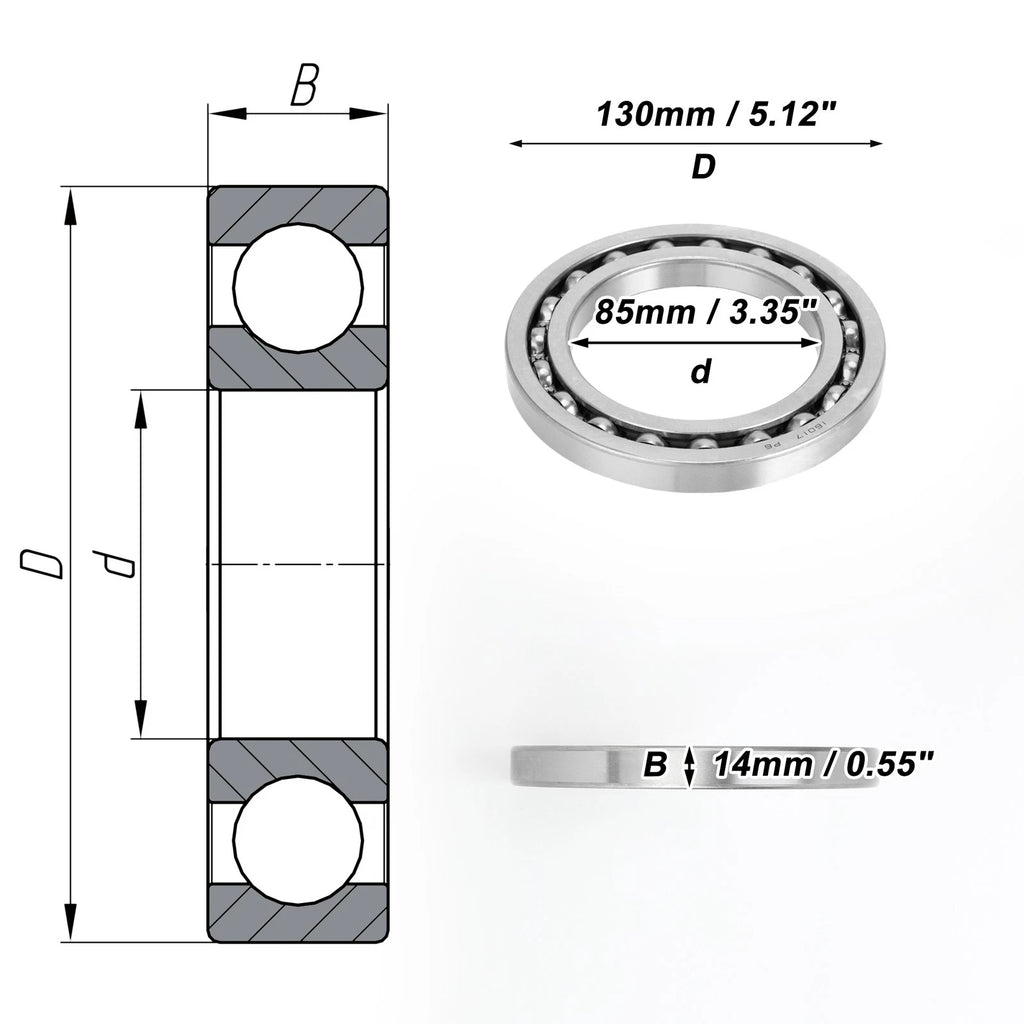 Deep Groove Ball Bearing 85x130x14mm for Scooter Skateboard (1 Pc)