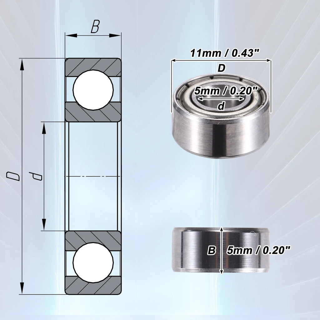 20pcs 685ZZ Deep Groove Ball Bearings for Various Models (5x11x5mm)