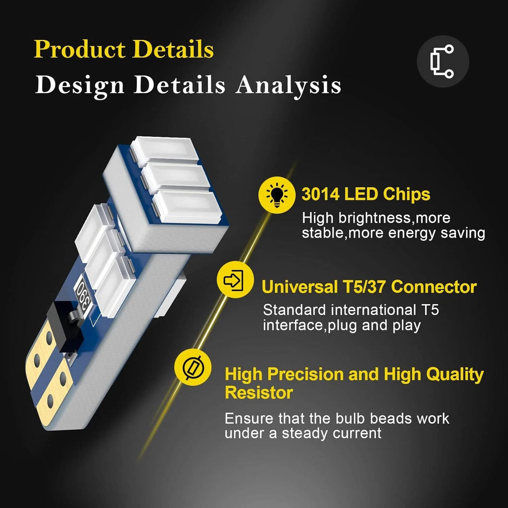10pc T5 LED Bulbs for Automotive Lighting