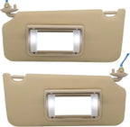 Pair Beige Sun Visors for Honda Accord (2008–2017) w/ Light & Mirror