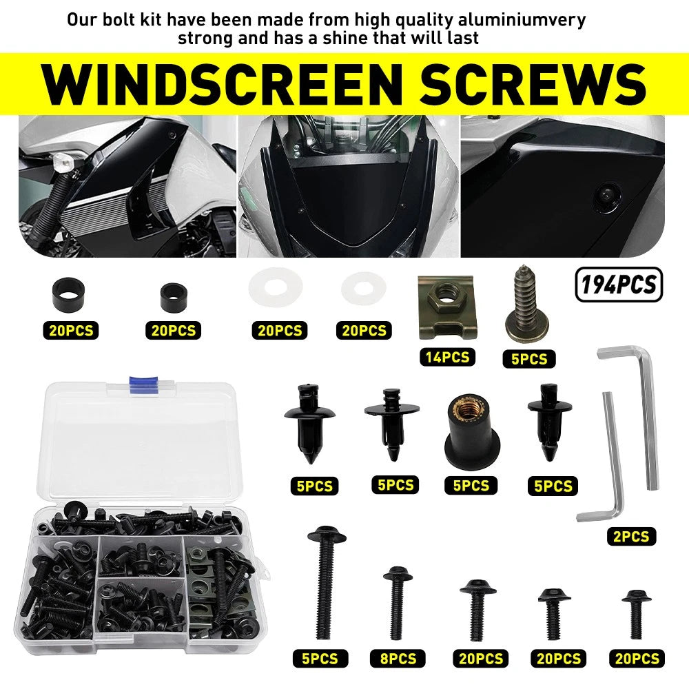 194pcs Aluminum Fairing Bolt Kit for Honda CB1000R CBR600RR (2008–2023)