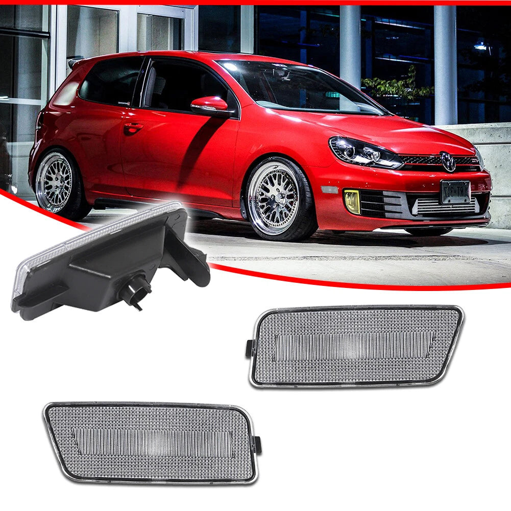 2X Clear Lens Front Bumper Side Marker Lights for VW MK6 Golf GTI (2010–2014)