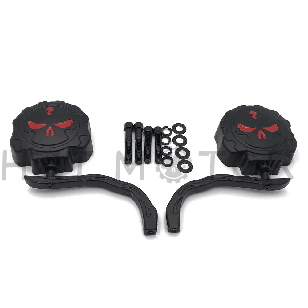 Chrome Skeleton Skull Side Mirrors for Universal Motorcycle (8mm 10mm)
