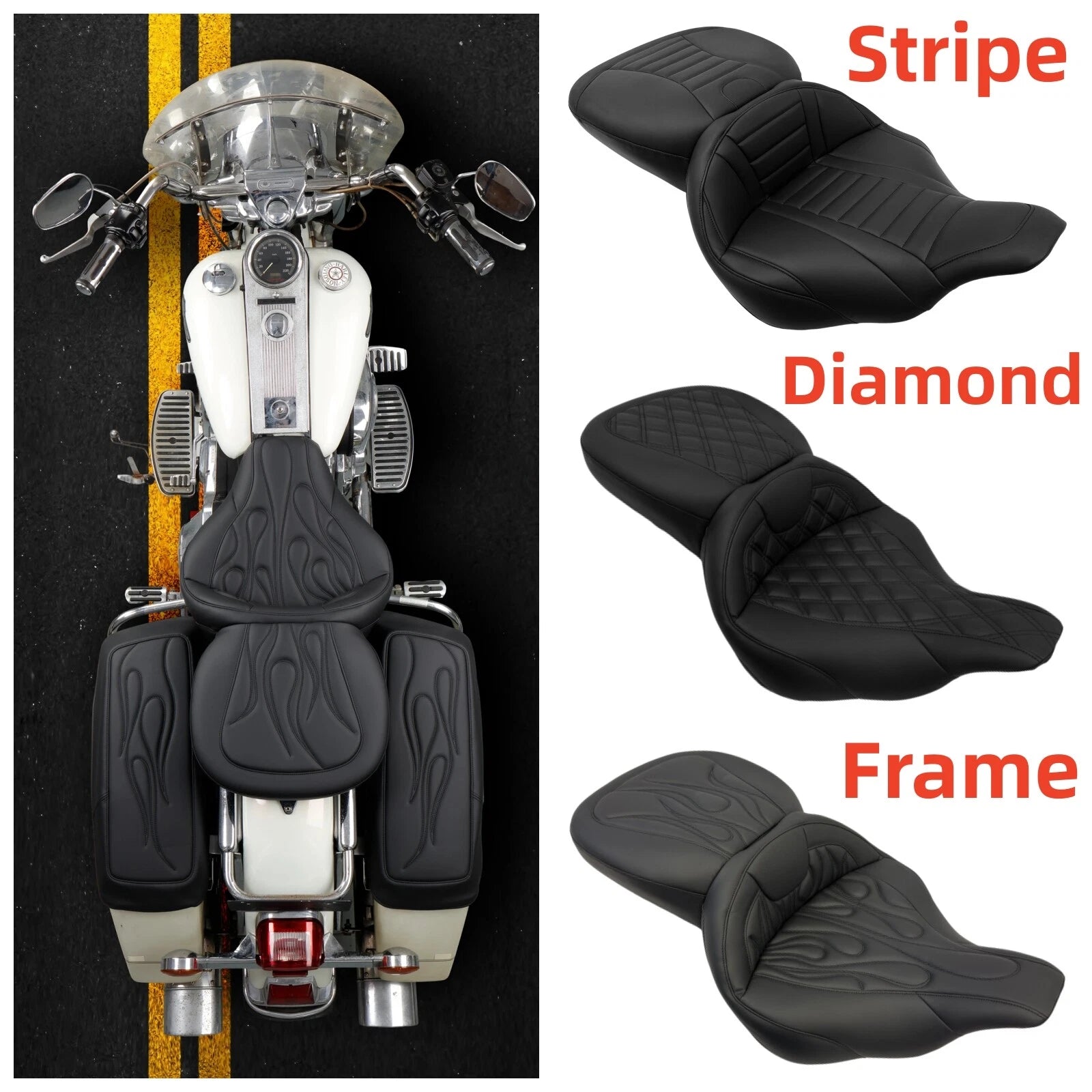 Two-Up One Piece Driver & Passenger Seat for Harley Touring FLHT FLTR (1997–2007)
