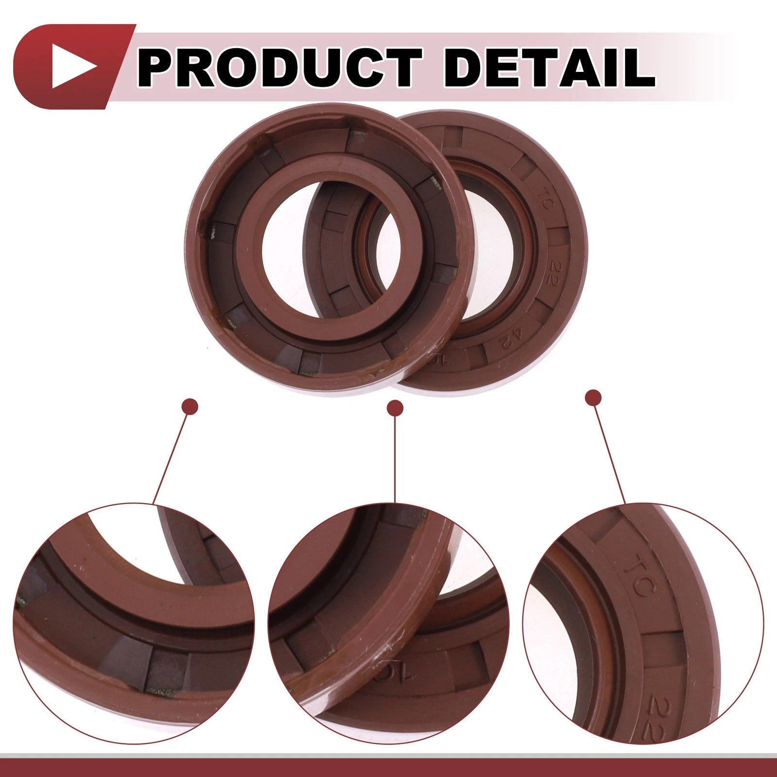 2X Oil Seal Rotary Shaft Seal FKM Rubber 22x42x10mm for Various Models