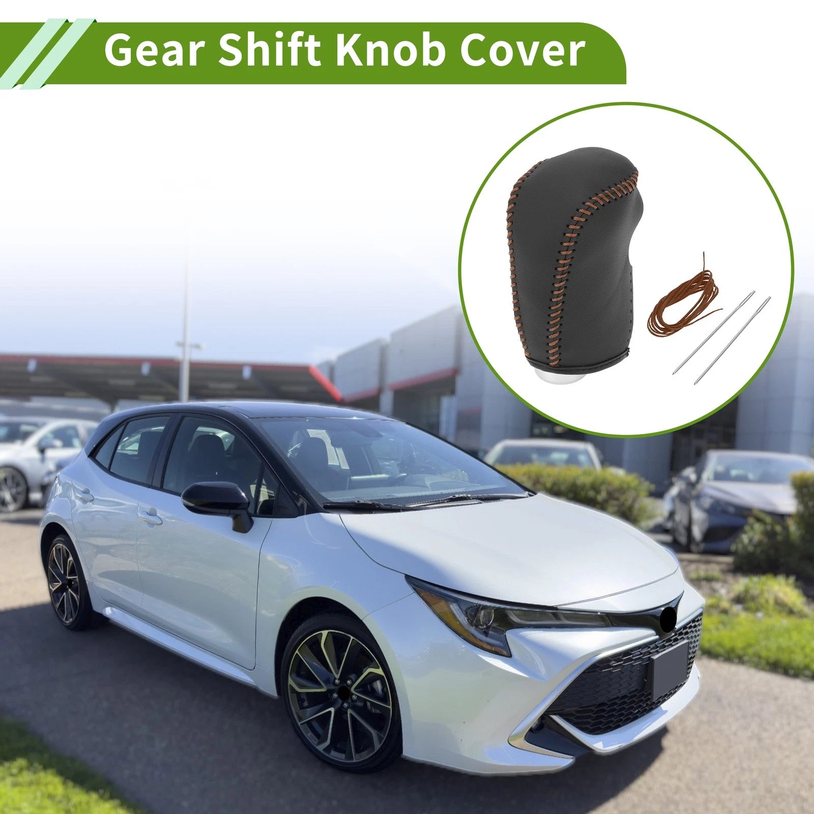 Gear Shift Knob Cover for Nissan Altima (2013–2018) Black Brown Faux Leather