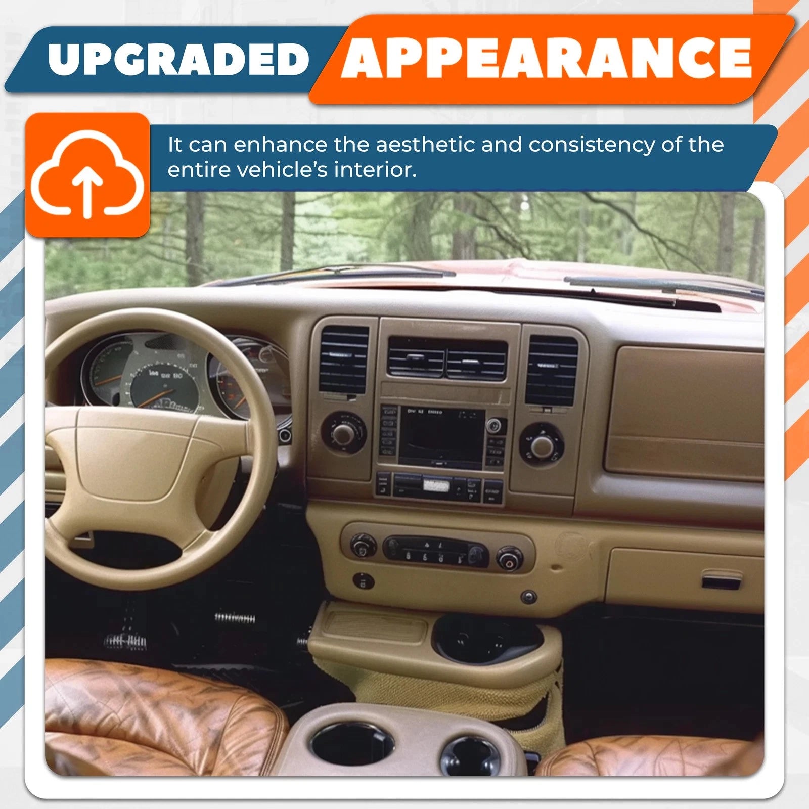 Dash Pad Bezel + Center Dash Radio Bezel for Ford F150 Expedition (1997–2003)