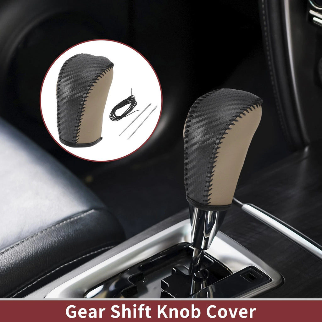 Gear Shift Knob Cover for Subaru Forester (2014–2023) Black Beige Faux Leather