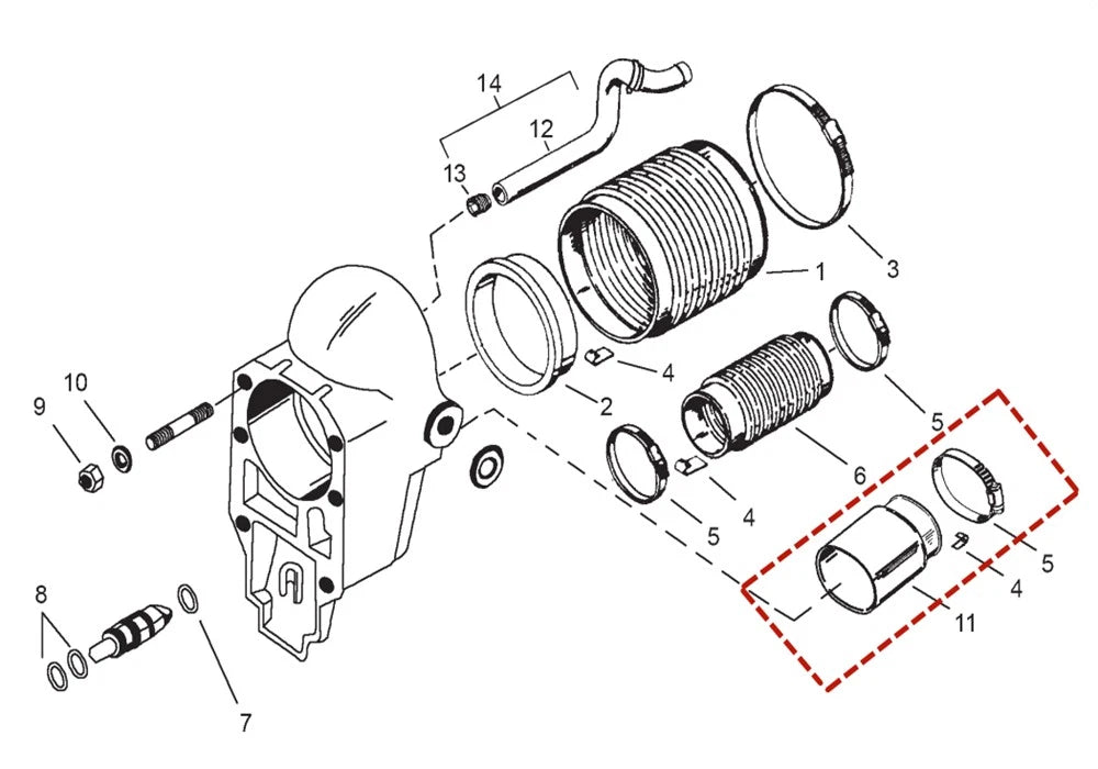 Exhaust Tube Bellow for Mercruiser MR Alpha One & Gen II Bravo (78458A1)