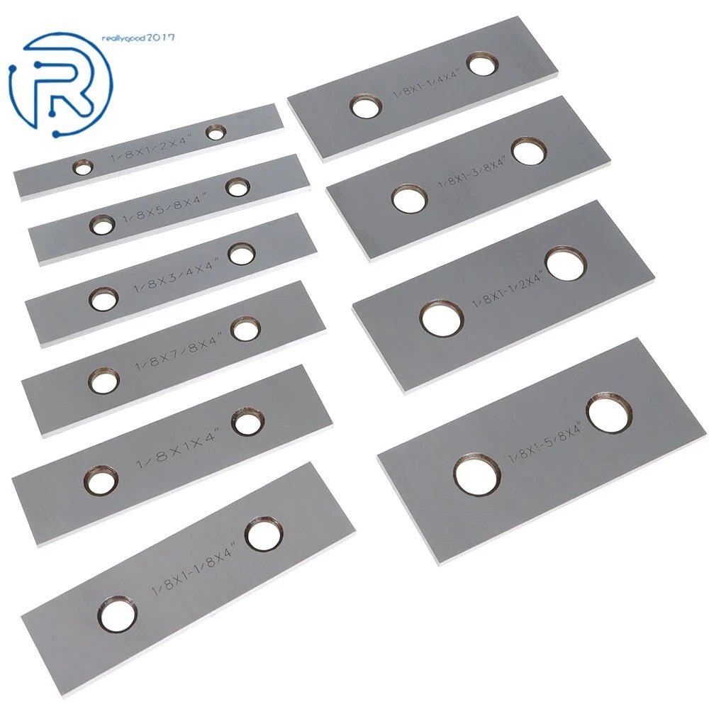 Set of 10 Precision Parallel Blocks 1/8" × 4" Hardened Steel