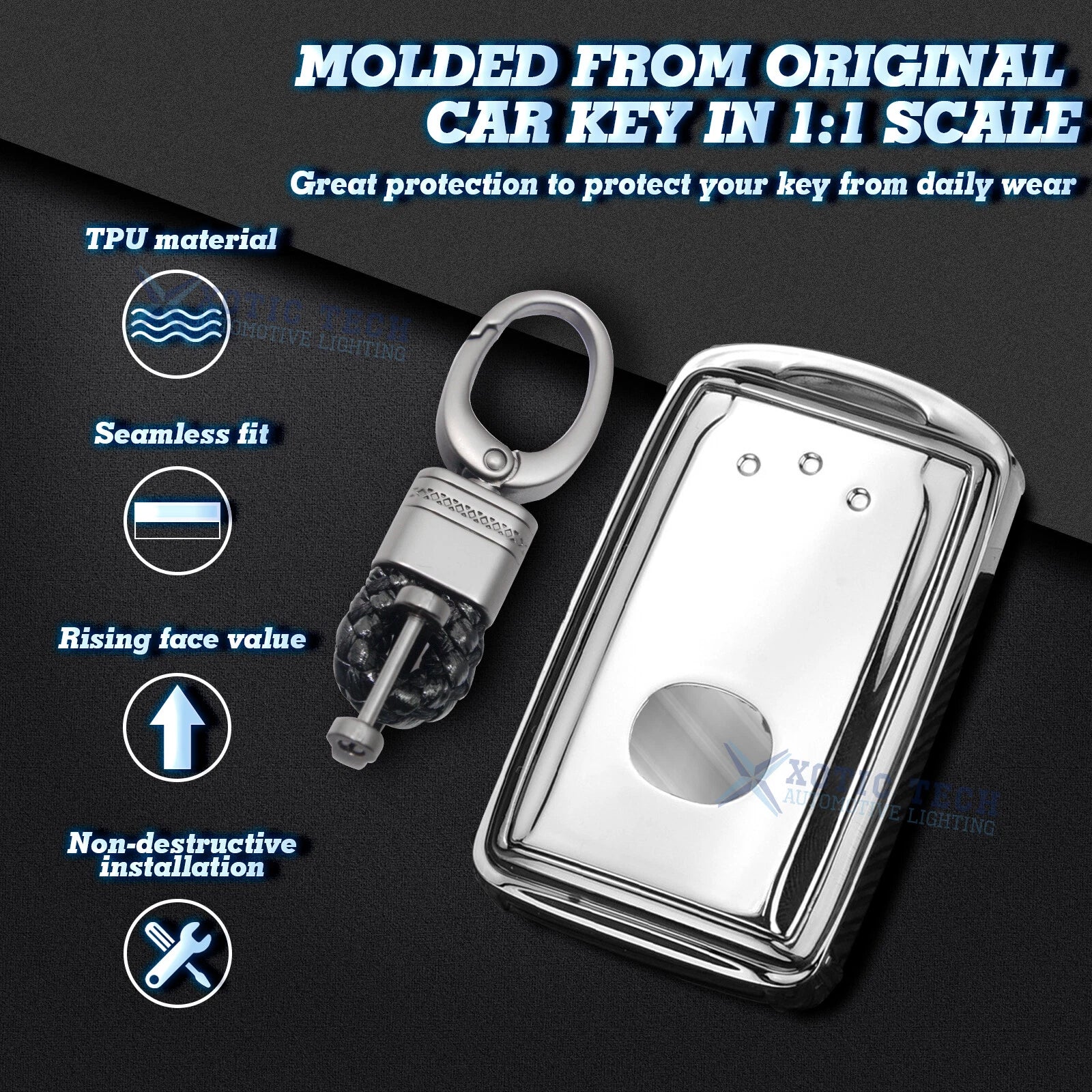 TPU Full Protection Remote Key Cover with Keychain for Mazda (2014-2020)