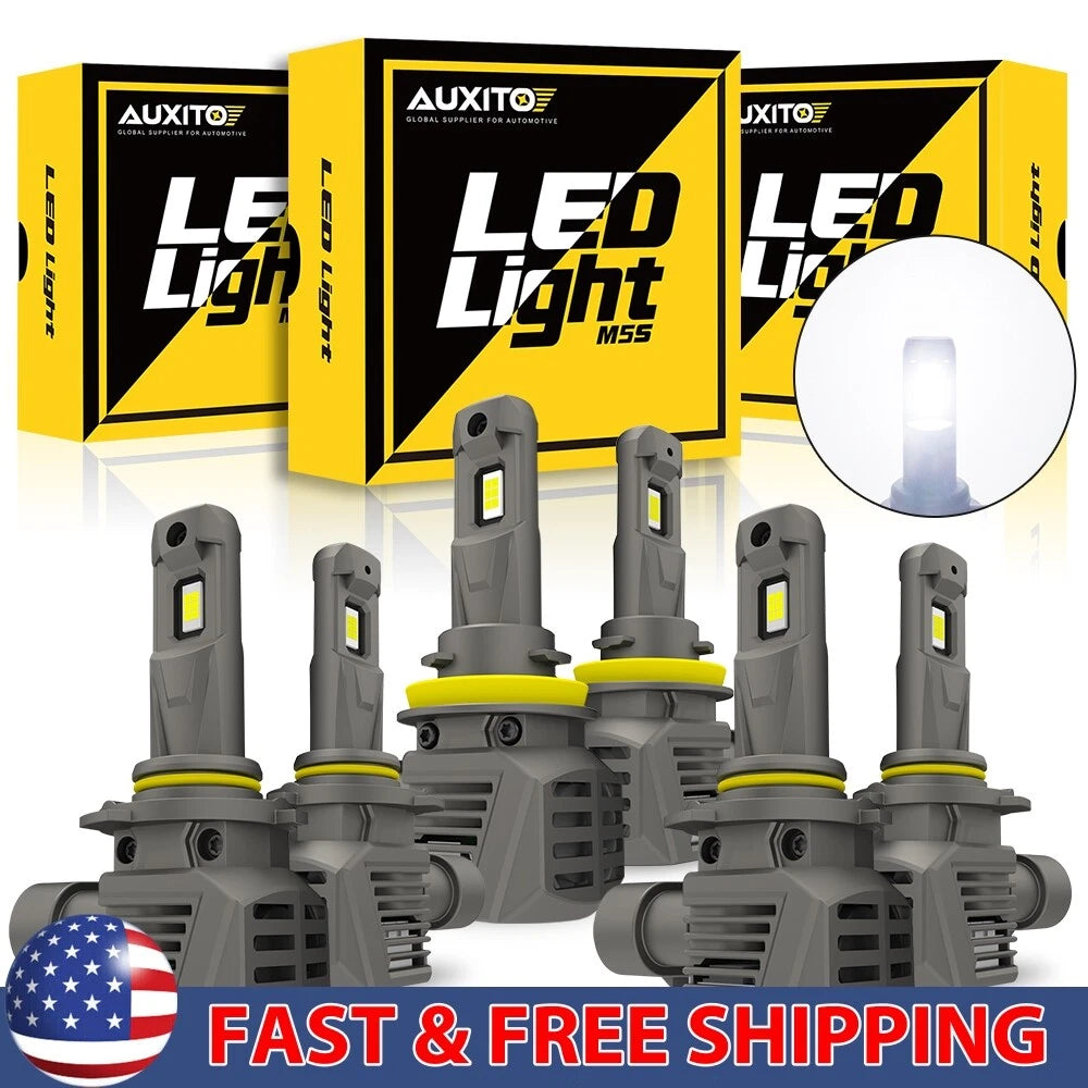 Set of 2 AUXITO 9005 H11 LED Headlight Bulbs 6500K for