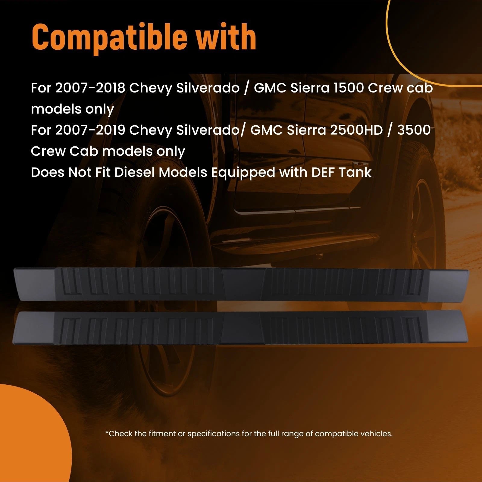 Running Boards for Chevy Silverado/GMC Sierra 2500HD/3500 Crew Cab (2007-2019)