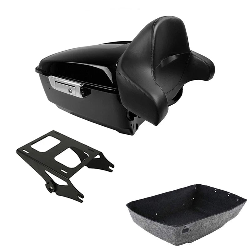 King Trunk Backrest Pad & Mount Rack for Harley Touring Road Glide (2014–2026)