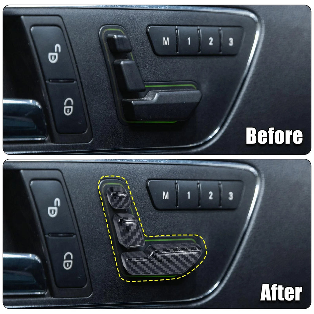 Set of 6 Carbon Fiber Door Adjust Button Switch Covers for Mercedes Benz