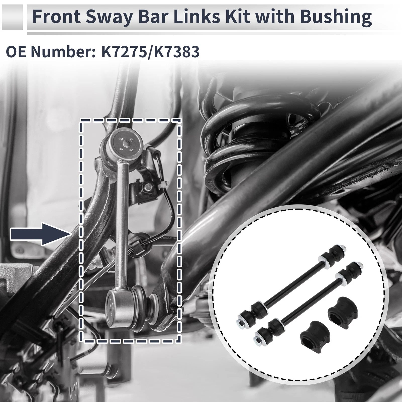 Front Stabilizer Bar Links with 2 Pcs Bushing for Dodge Ram 1500 
