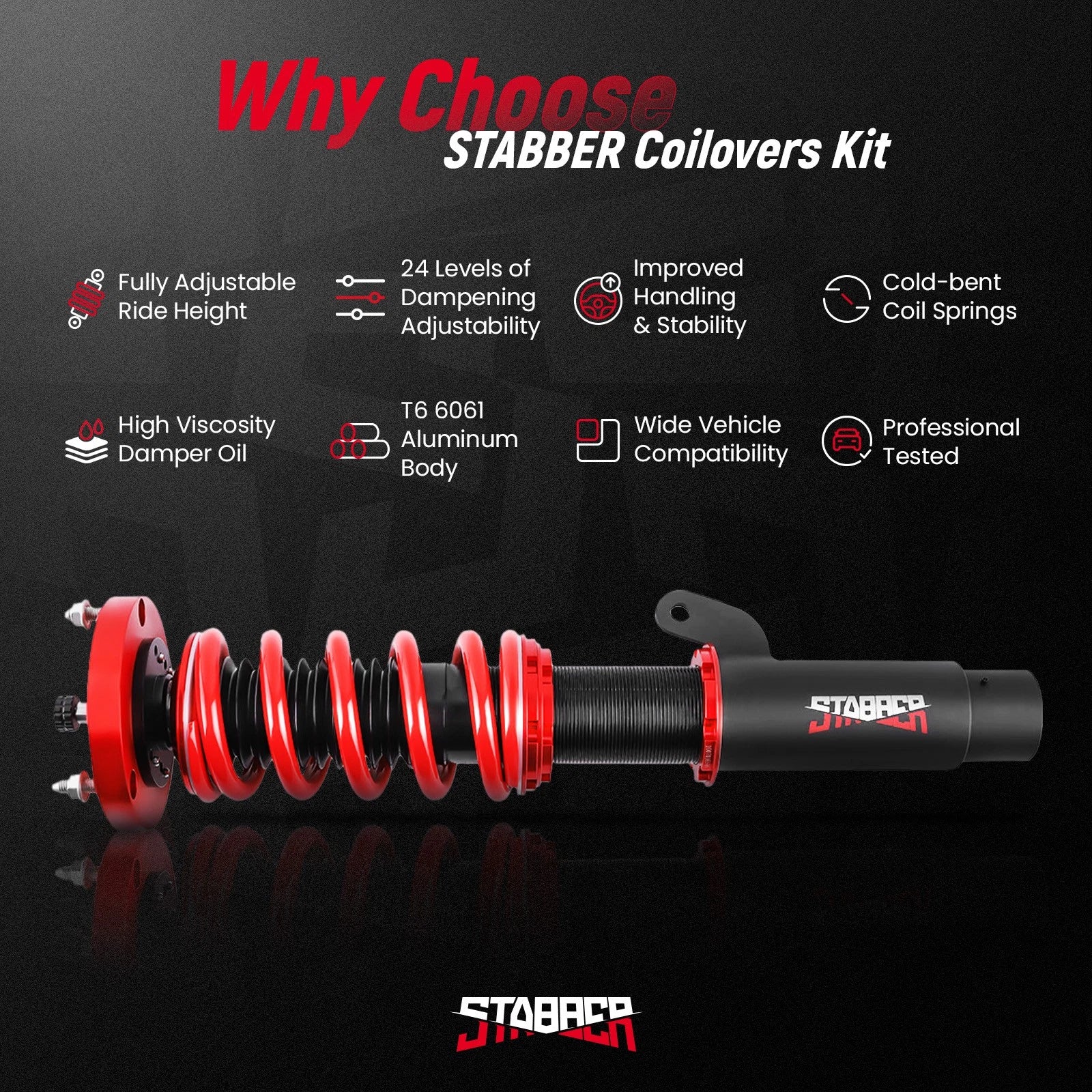 STABBER Racing Coilover 24 Level Damper Suspension for BMW 3 Series E46 (1998–2005)