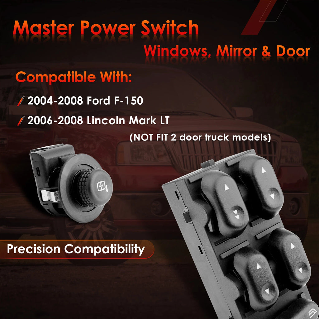 Power Window Mirror Door Lock Switch for Ford F-150, Lincoln Mark LT (2004-2008)