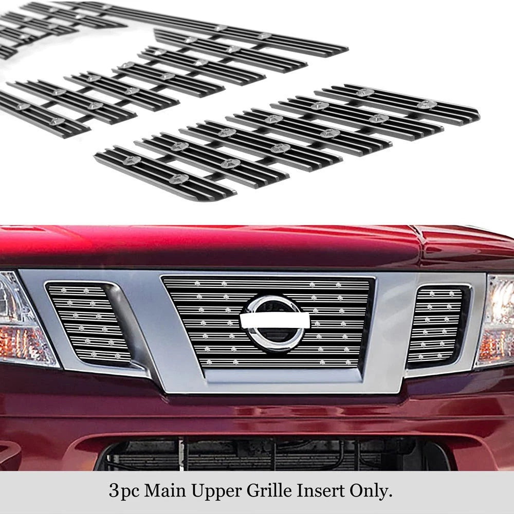 Chrome Wide Rivet Billet Grille Insert for Nissan Frontier (2009-2021)