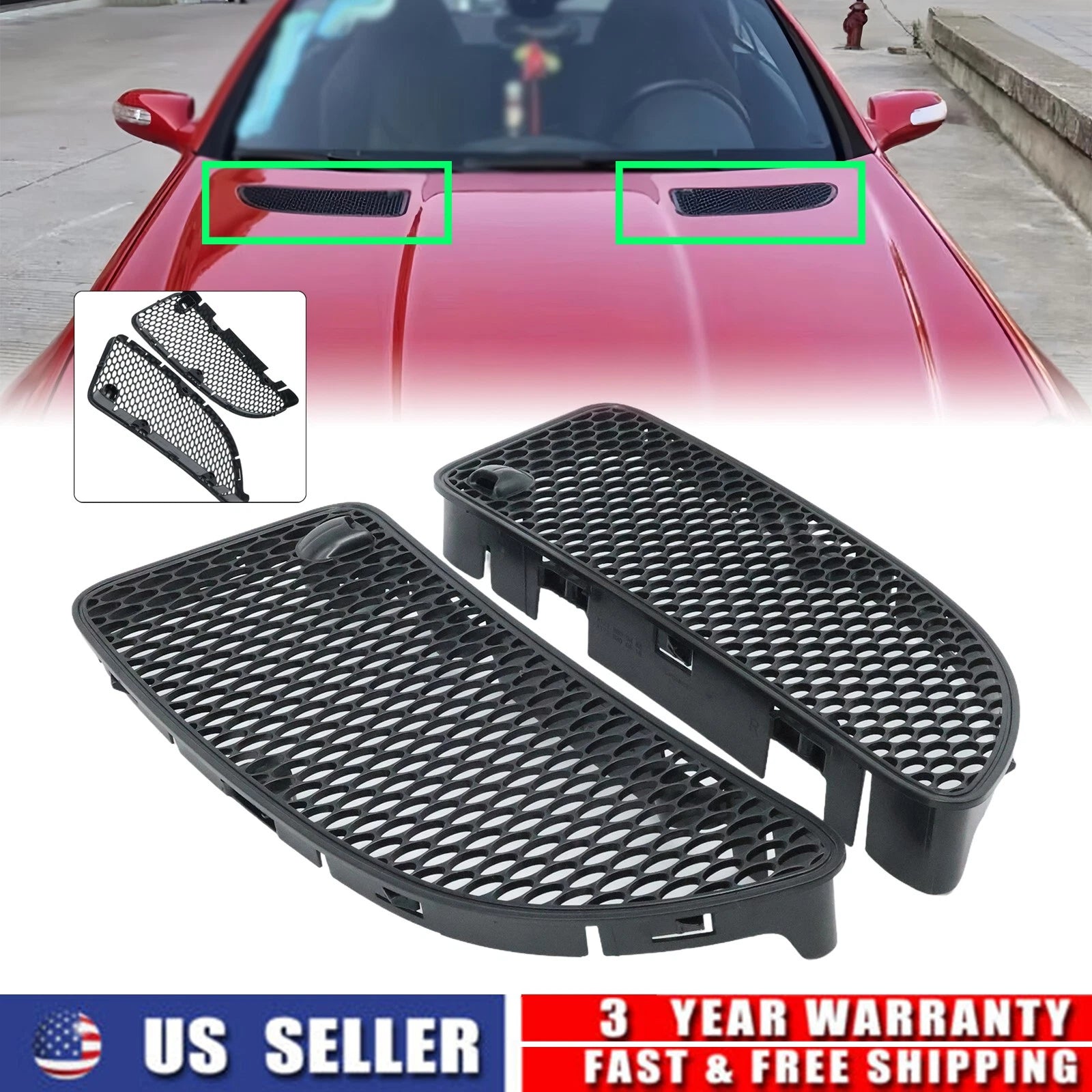 2Pcs Hood Grille Cover for Mercedes SLK280 SLK300 SLK350 (2005–2011)