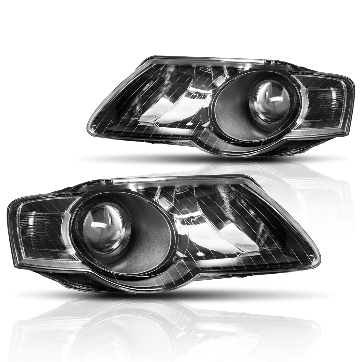 Projector Headlight for VW Passat (2006–2010) - Clear Side Corner Black