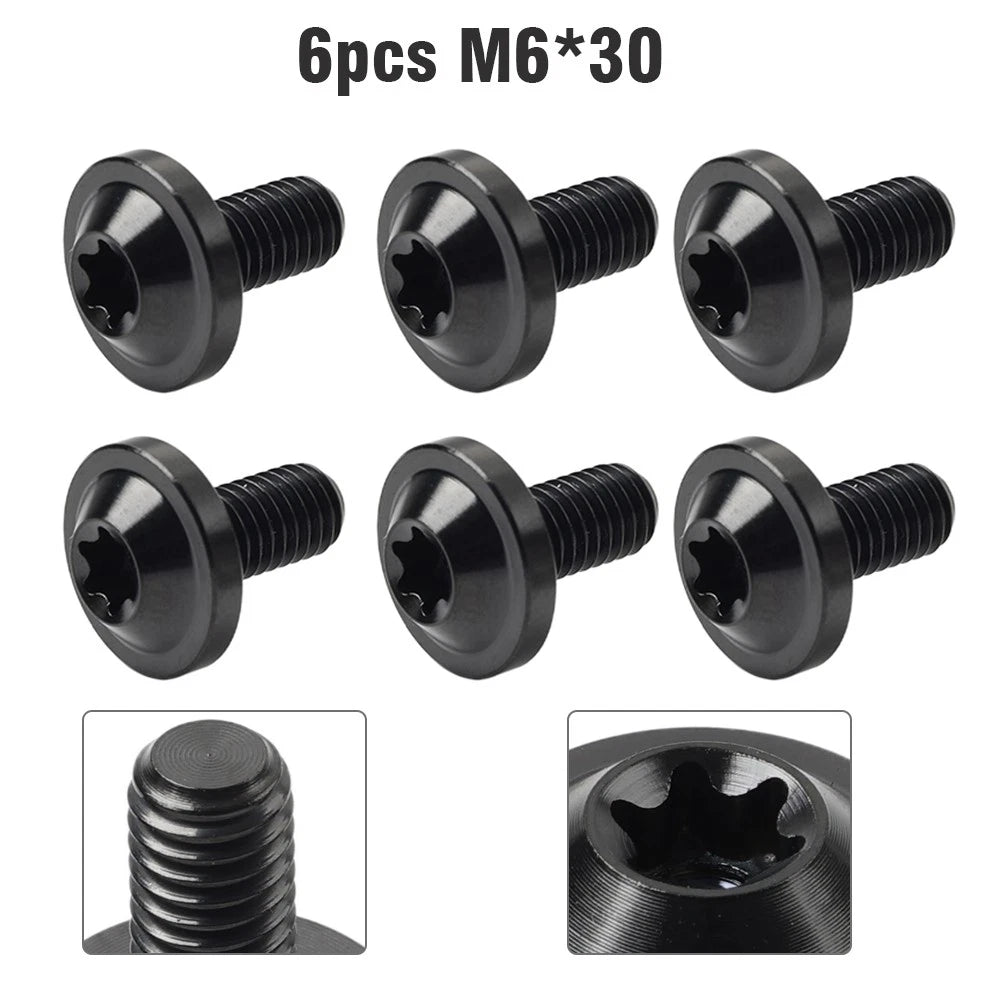 Set of 6 Titanium Alloy M6x30mm Torx Head Bolts for Bike Motor