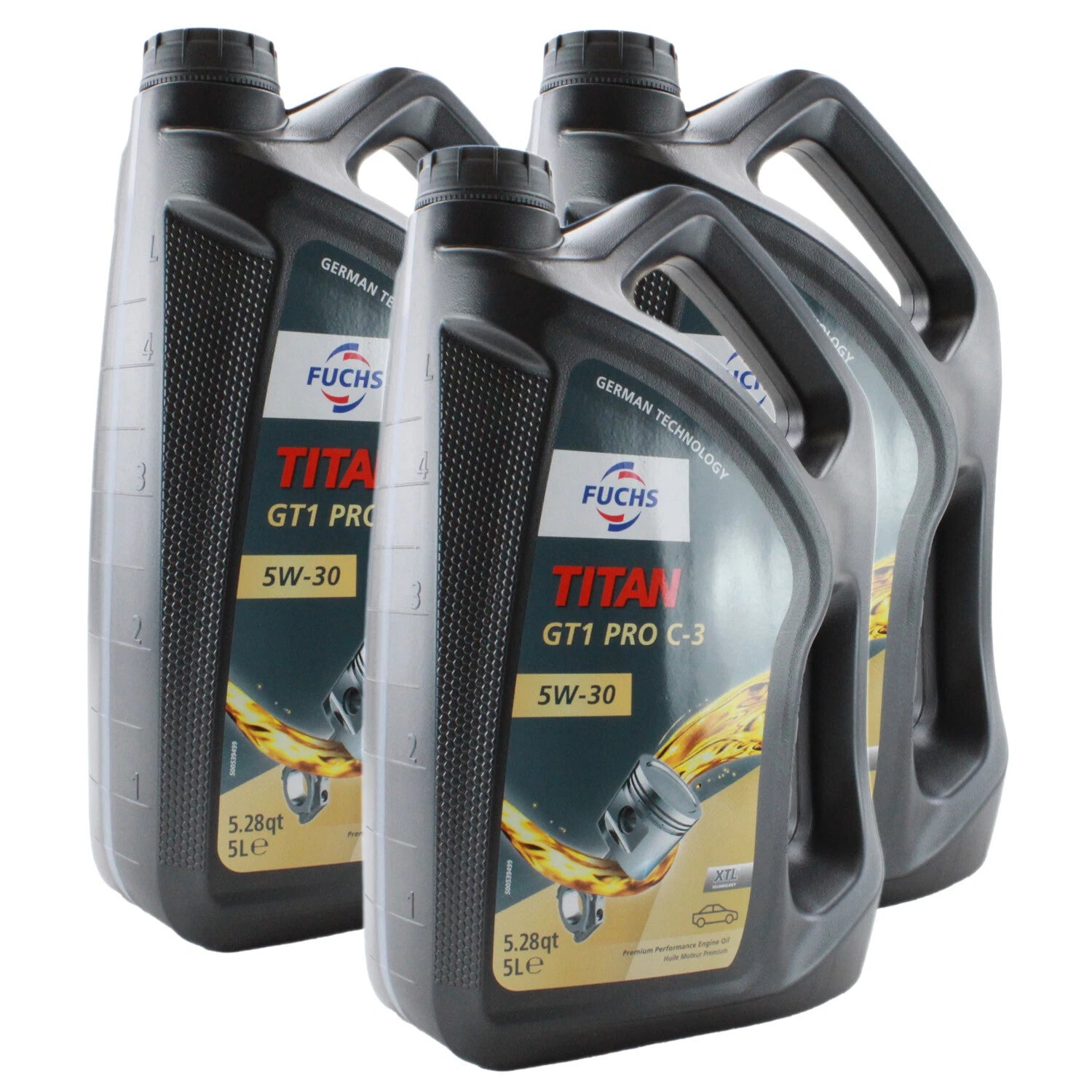 Set of 3 Fuchs TITAN GT1 PRO C-3 SAE 5W-30 Engine Oil 5L for Audi BMW MB VW
