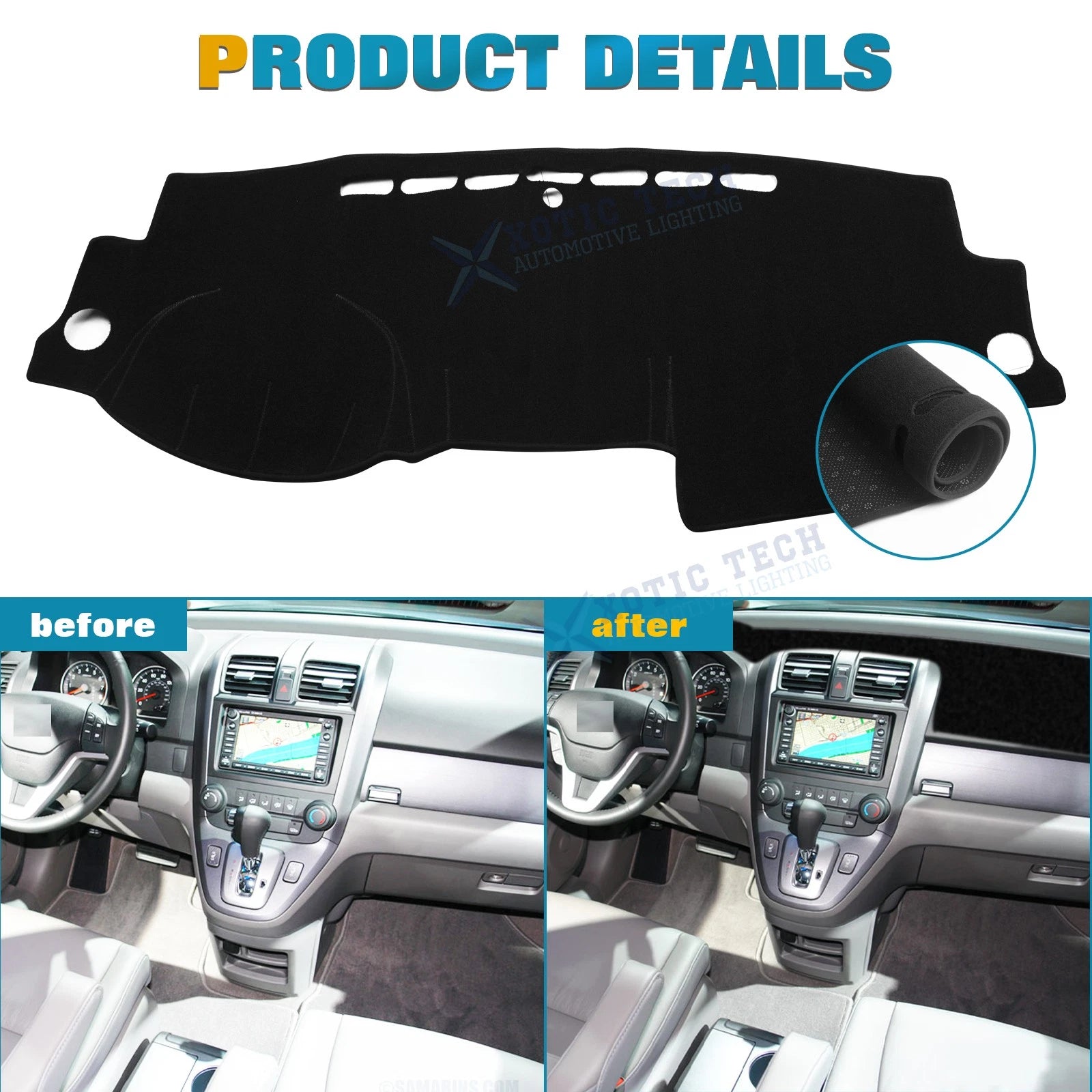 DashMat Black Dashboard Mat for Honda CR-V (2007-2026)