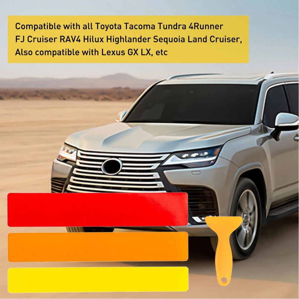 Tri-Color Front Grille Strip Decals for Toyota Tacoma Tundra Lexus