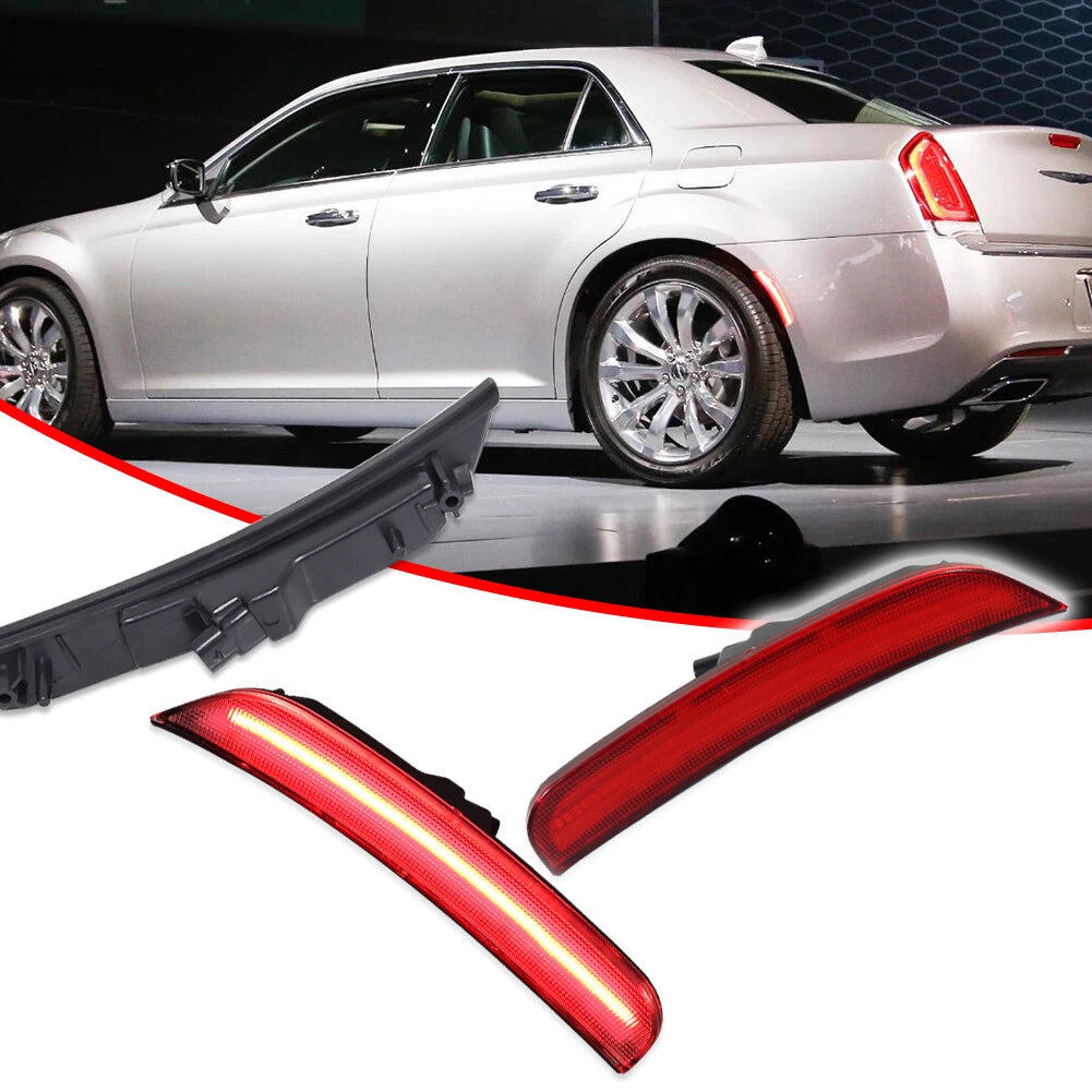 Set of 2 Red LED Rear Bumper Side Marker Lights for Chrysler 300