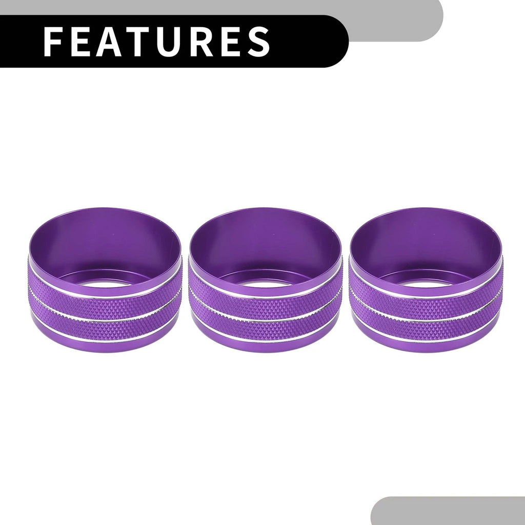 Set of 3 Rear AC Heat Temp Climate Switch Knob Covers for Dodge Durango (2011–2020) - Purple