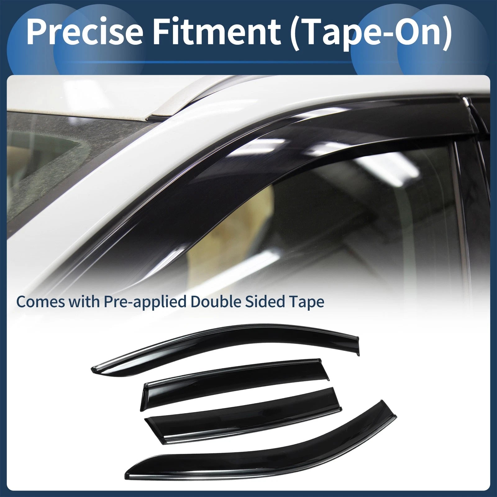 Set of 4 Window Deflectors for Honda CR-V (2007) - Black Vent Visors