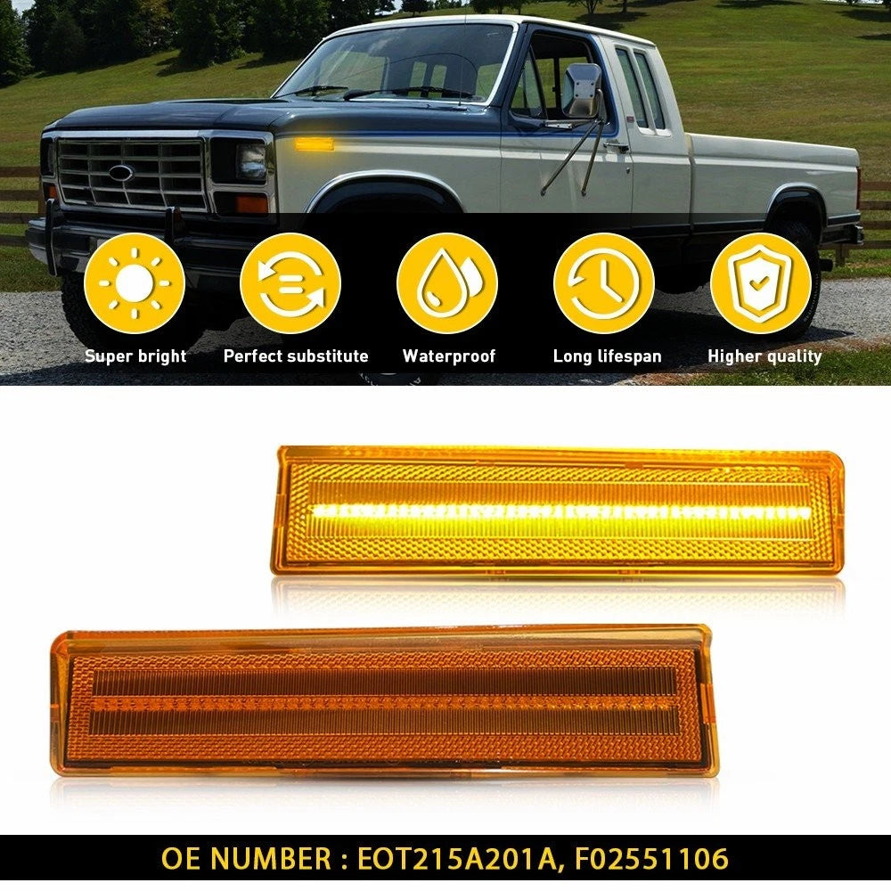Amber Side Marker Signal Turn Light for Ford F-150 Bronco F-250 F-350 (1980–1986)